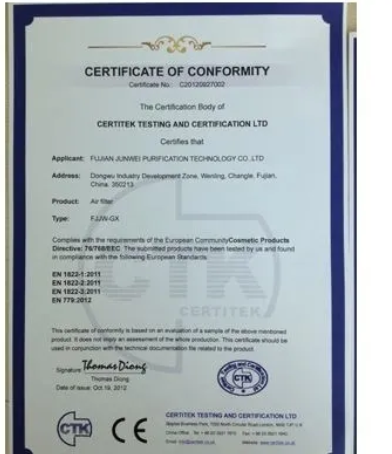 china low resistance laminated filter media